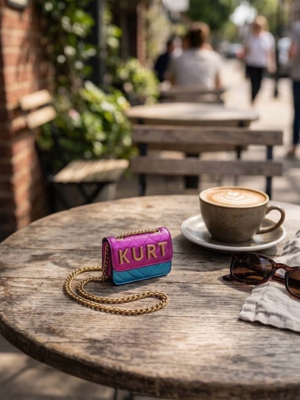 Kurt Geiger Metallic Fuchsia & Turquoise Mini Chain Crossbody